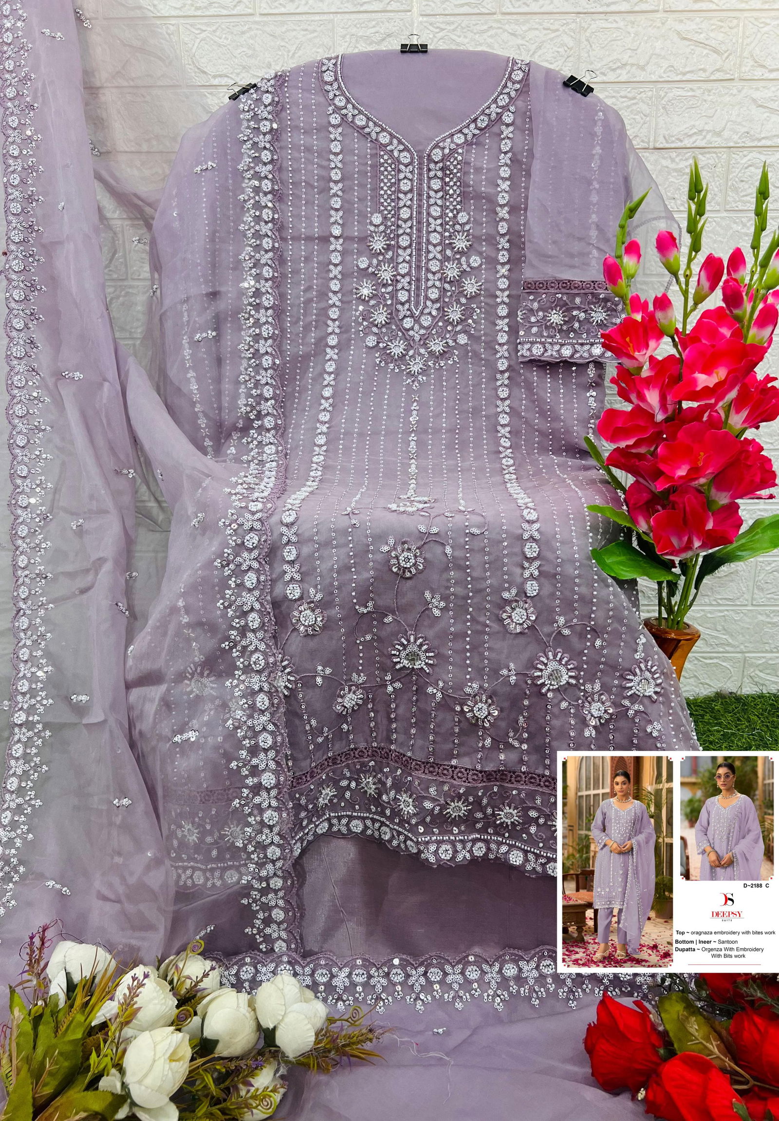 D 2188 A To D By Deepsy Organza Pakistani Suits Exporters In India